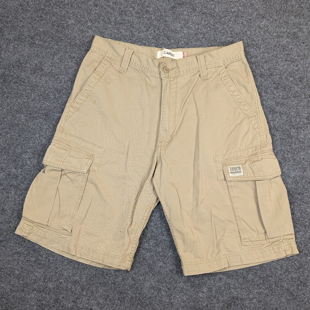 Levis Mens Cargo Shorts Tan Khaki 100% Cotton W32 Utility Pockets